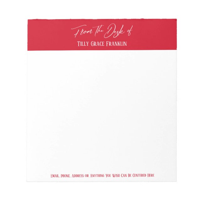 Handskrift från Cherry Red Desk Anteckningsblock (Framsida)