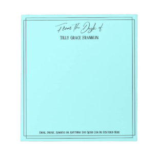 Handskrift från skrivbordet av enkel Light Aqua Anteckningsblock