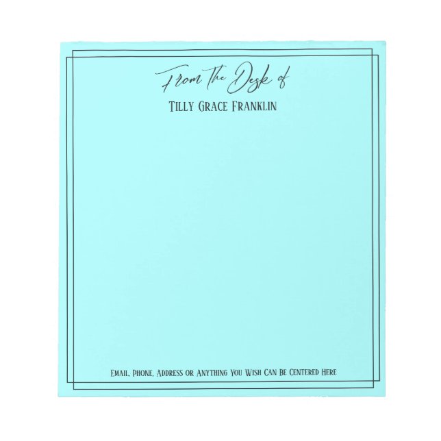 Handskrift från skrivbordet av enkel Light Aqua Anteckningsblock (Framsida)