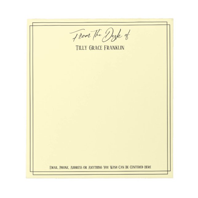 Handskrift från skrivbordet med enkel Gult Anteckningsblock (Framsida)