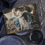 Handskrift Lycklig Hanukkah Photo Julkort<br><div class="desc">Handskrift lycklig Hanukkah med stjärnor</div>