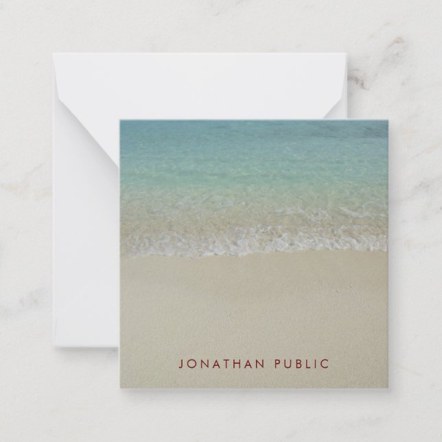 Handskrift Monogram-mall Sea Vågar Sand Anteckningskort (Framsida)