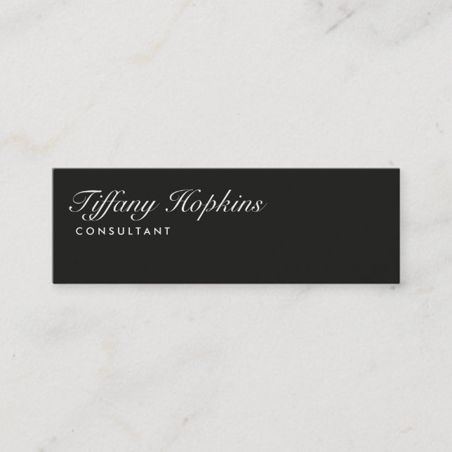 Handskrift Mörk Grått Modern Slim Feminine Mini Visitkort (Framsida)