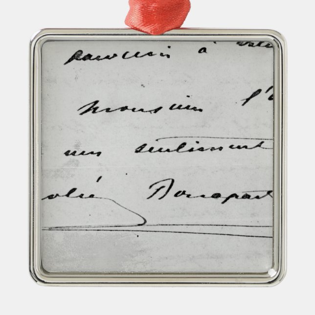 Handskrift och häfte julgransprydnad metall (Framsidan)