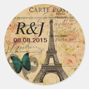 handskrift Paris eiffel torn fransk provins Runt Klistermärke