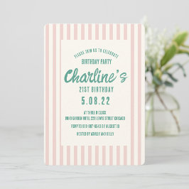 Handskrift Pastel Retro 21St Birthday Party Inbjudningar