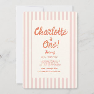 Handskrift Rosa Pastel Retro Baby Birthday Inbjudningar