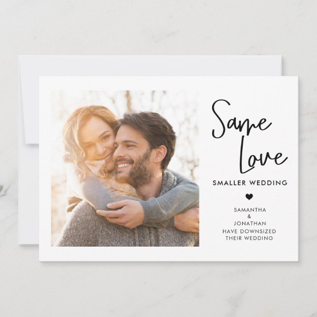 Handskrift Samma Kärlek Mindre Bröllop-foto Spara Datumet (Framsida)