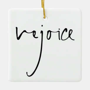 Handskrift Skriva Rejoice jul Black White Julgransprydnad Keramik