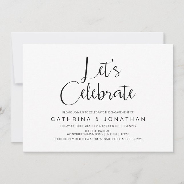 Handskrift, svart skript, Förlovningsfest Inbjudningar (Framsida)