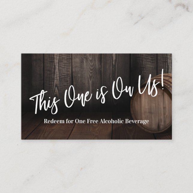 Handskrift Trä Barrel Drink Biljett Tilläggskort (Framsida)