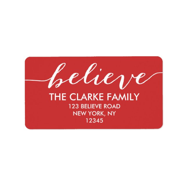 Handskrift Tro Red White Julhälsningar Adressetikett (Framsidan)