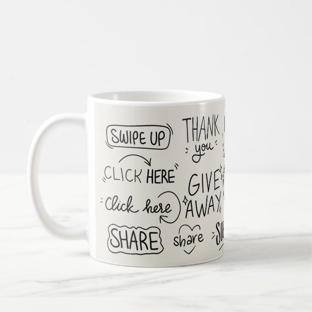 Handskrift: Vintage Doodle Set. Kaffemugg (Vänster)