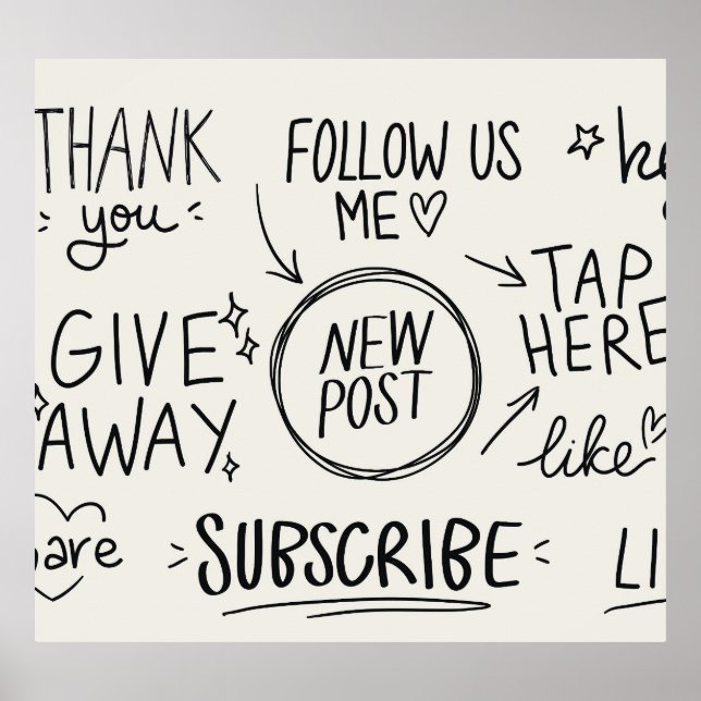 Handskrift: Vintage Doodle Set. Poster (Framsidan)