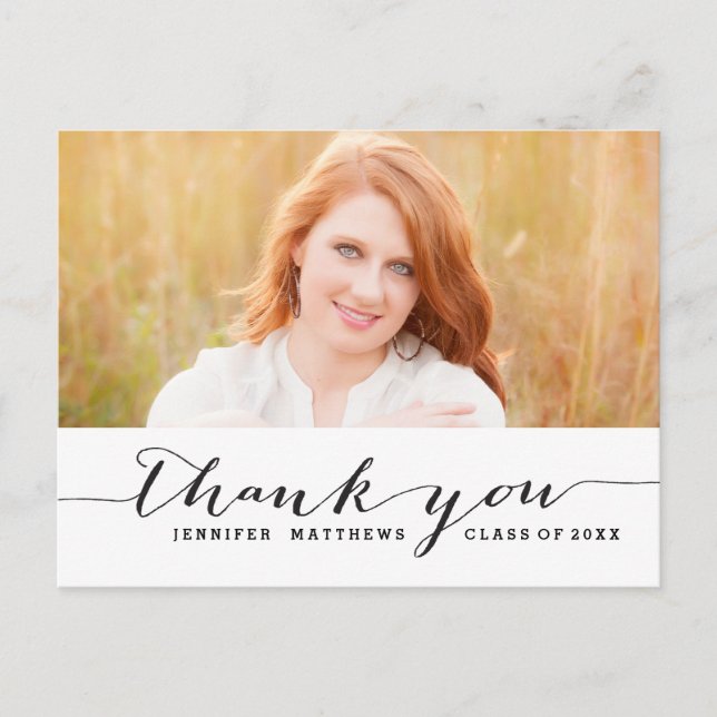 Handskrift | vykort för studenten Tack (Framsida)