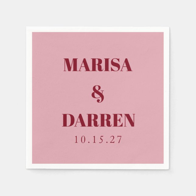 Handskrift Whisky Red Rosa Personligt bröllp Pappersservett (Framsidan)