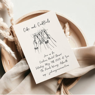 Handskriftlig Cakes Cocktails Doodles-Möhippa Inbjudningar