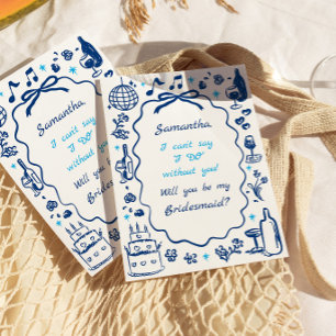Handskriftlig Champagne Bridesmaid Frieri Inbjudningar