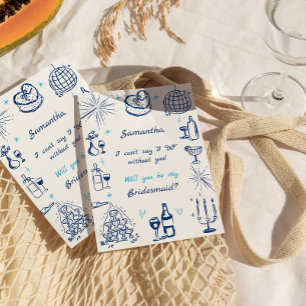 Handskriftlig Champagne Torn Bridesmaid Frieri in Inbjudningar