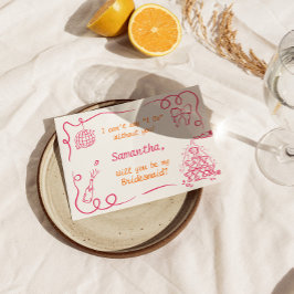 Handskriftlig Champagne Torn Bridesmaid Frieri Inbjudningar