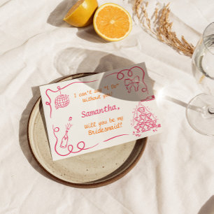Handskriftlig Champagne Torn Bridesmaid Frieri Inbjudningar