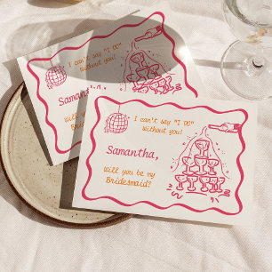 Handskriftlig Champagne Torn Bridesmaid Frieri Inbjudningar