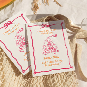 Handskriftlig Champagne Torn Bridesmaid Frieri Inbjudningar