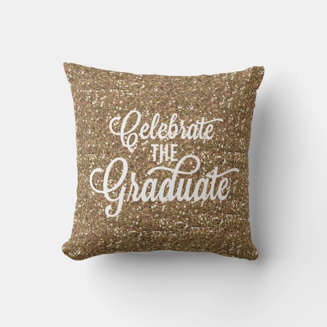 HANDSKRIFTLIG FAUX GULD GLITTER STUDENTEN PILLOW KUDDE (Framsida)