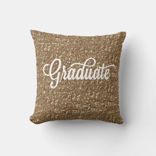 HANDSKRIFTLIG GULD GLITTER STUDENTEN PILLOW KUDDE (Framsida)