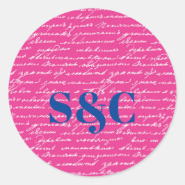 Handskriftsformat par INITIALER par Preppy-Roligt Runt Klistermärke