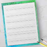 Handskriftspraxis Lakan Grönt  Blue Watercolor Anteckningsblock<br><div class="desc">Studenter och vuxnor kan träna både utskrift och kursiv handskrift med den här storleka pappra plattan i fullt med färgstark grönt, färgdjup och blå vattenfärgsbakgrund. Varje sida innehåller 6 linjer för skrivning, med en förlängningsrad för underordnade rader för praktik i fodral och övre fodral brev. Underbar för hemskola, hemarbete, arbete,...</div>