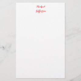 Handskriftsskrift Elegant Enkel Röd Vit Brevpapper