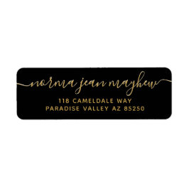 Handskriftsskript för Guld Black Finare Returadres Returadress Etikett