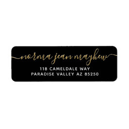 Handskriftsskript för Guld Black Finare Returadres Returadress Etikett