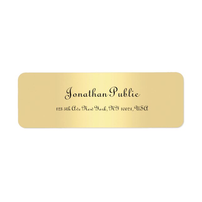 Handskriftsskript Guld Modern Minimalist-mall Returadress Etikett (Framsidan)
