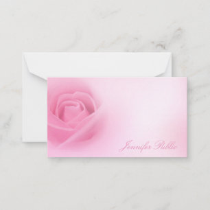 Handskriftsskript Namn Watercolor Rosa ros Chic Anteckningskort