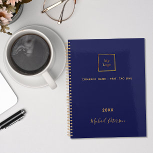 Handskript för Business logotyp navy blue guld nam Anteckningsbok