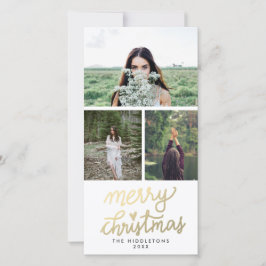 Handskript för Modern Guld God jul Julkort