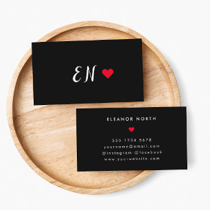 Handskript för Monogram Black Heart Visitkort