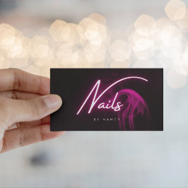 Handskript för shock rosa Neon & Smoke Nagel Visitkort