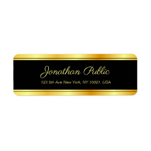Handskript Guld för elegant Modern Template Returadress Etikett