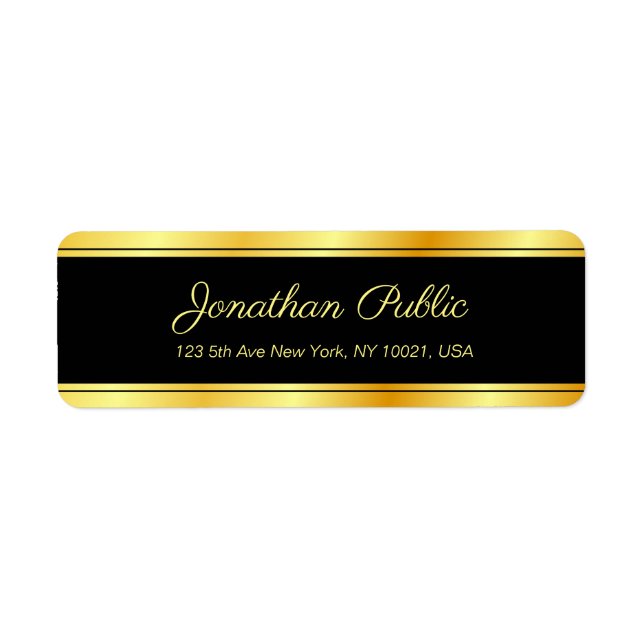 Handskript Guld för elegant Modern Template Returadress Etikett (Framsidan)