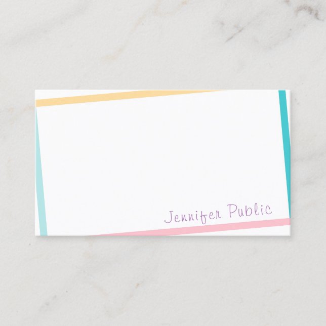 Handskript Kreativ Text Färggrafik Modern Design Visitkort (Framsida)