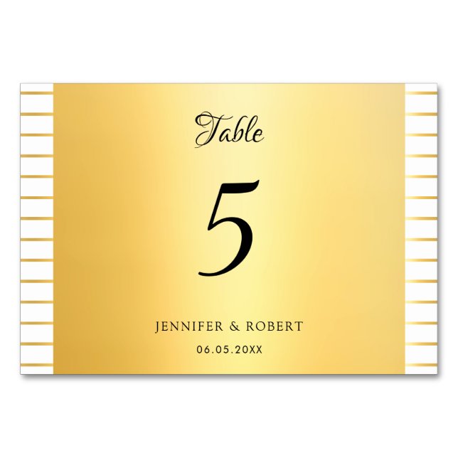 Handskript med modern Elegant, Guld-rand Bordsnummer (Framsidan)