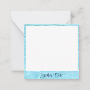 Handskript Namn för Aqua Template Blue Vatten Anteckningskort