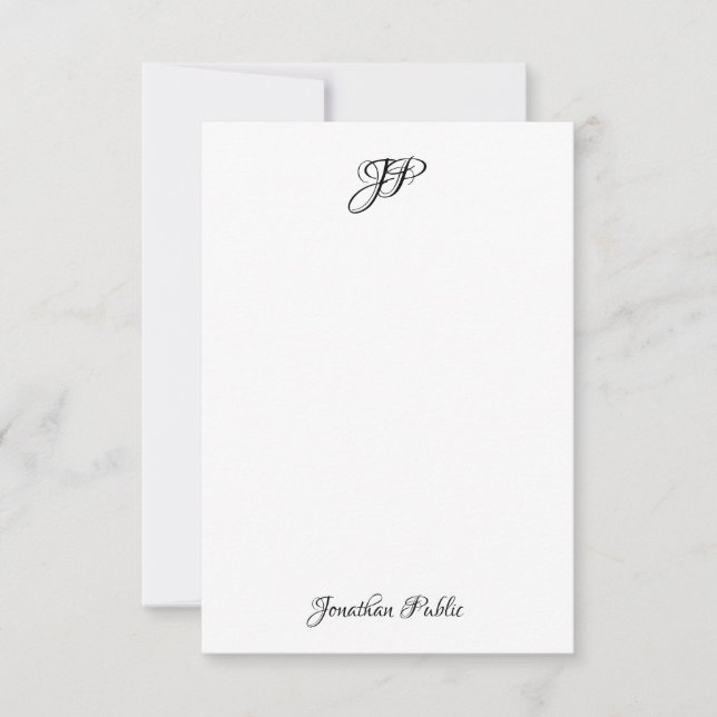Handskript Namn Monogram Elegant Personlig Anteckningskort (Framsida)