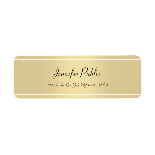 Handskript - Returadressen Enkel mall Guld Returadress Etikett (Framsidan)