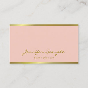 Handskript Rosa Guld Modern Elegant Event Planner Visitkort