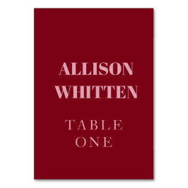 Handskript Rosa & Red Personligt bröllp Bordsnummer