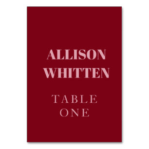 Handskript Rosa & Red Personligt bröllp Bordsnummer